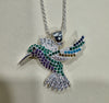 Cadena Torsal con dije de colibrí cubierta en circonios plata .925