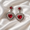 Earring Filigrana con perla y circionia roja, plata .925.