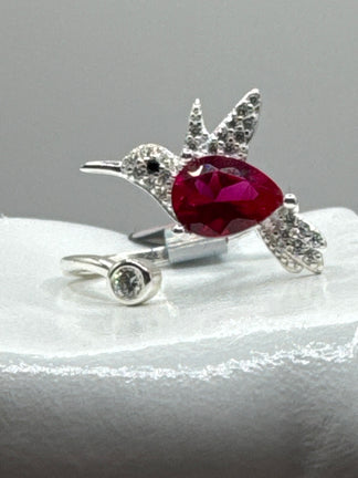 Ring/Anillo red hummingbird Silver .925