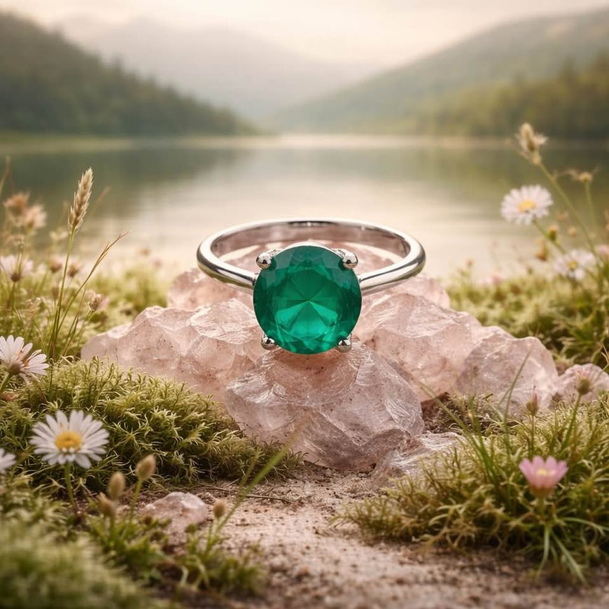 Silver ring with Paraiba stone big green oval silver .925 made in Mexico