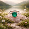 Silver ring with Paraiba stone big green oval silver .925 made in Mexico