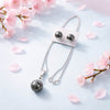 Silver Ball Necklace & Stud Earring Set S925
