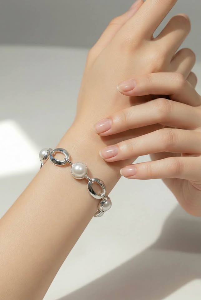 Silver / Real Pearl Bracelet Silver .925
