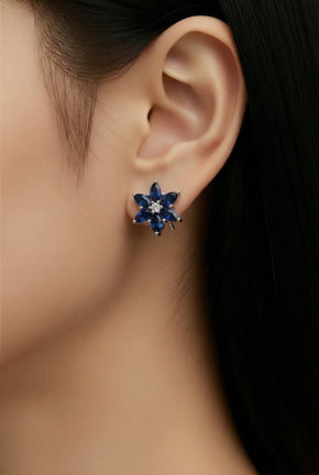 Set of ring and earrings in Silver .925 with blue zircons