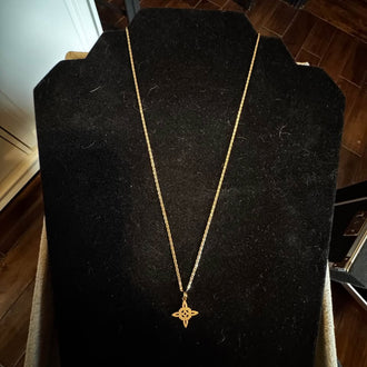 Gold Necklace with witch knot pendant 10K Gold