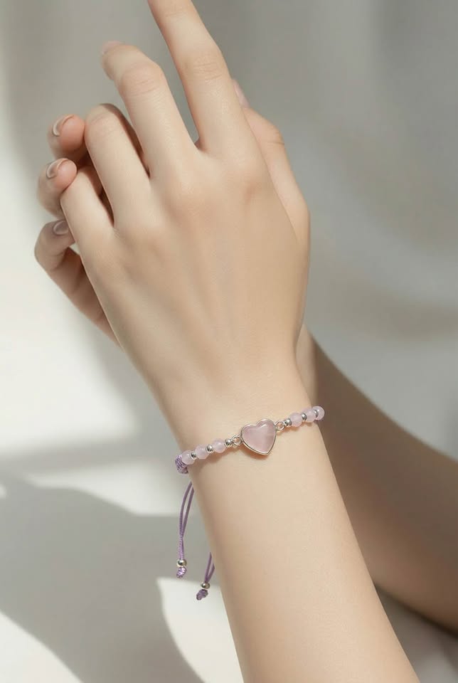 Cute Braided Heart Charm Bracelets made of Silver different colors