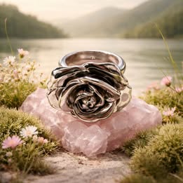Silver Rose Ring Eletroformados Silver .925