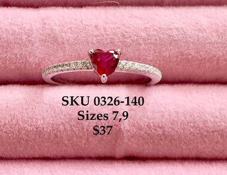 Anillo Plata .925 con zirconia roja y blanca