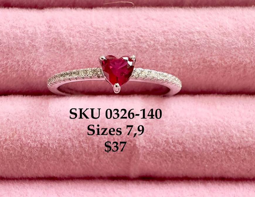 Anillo Plata .925 con zirconia roja y blanca