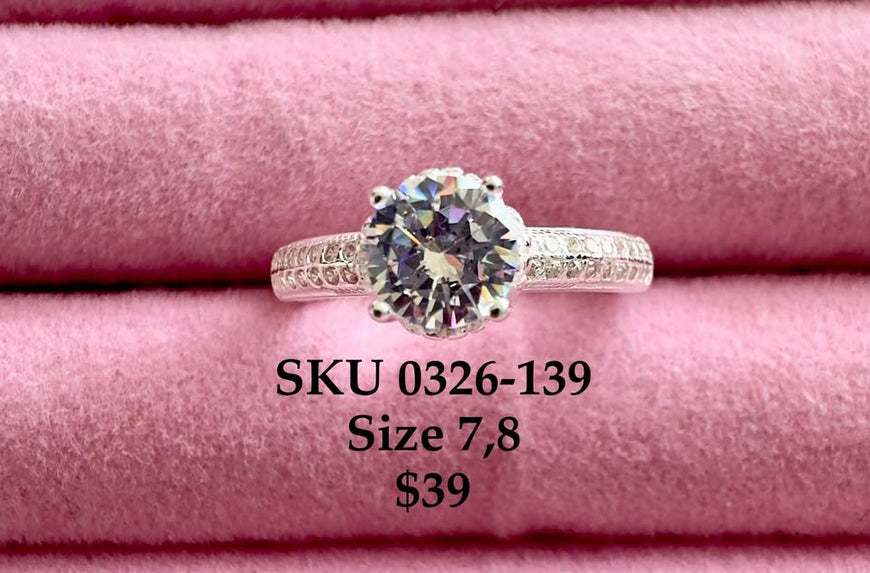 Solitary Ring Silver .925 with zircons