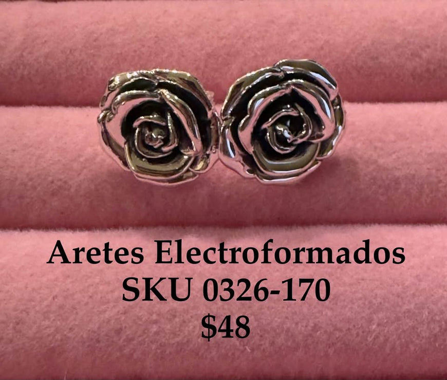 Silver Electroformed Rose Stud Earrings