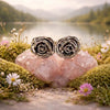 Silver Electroformed Rose Stud Earrings