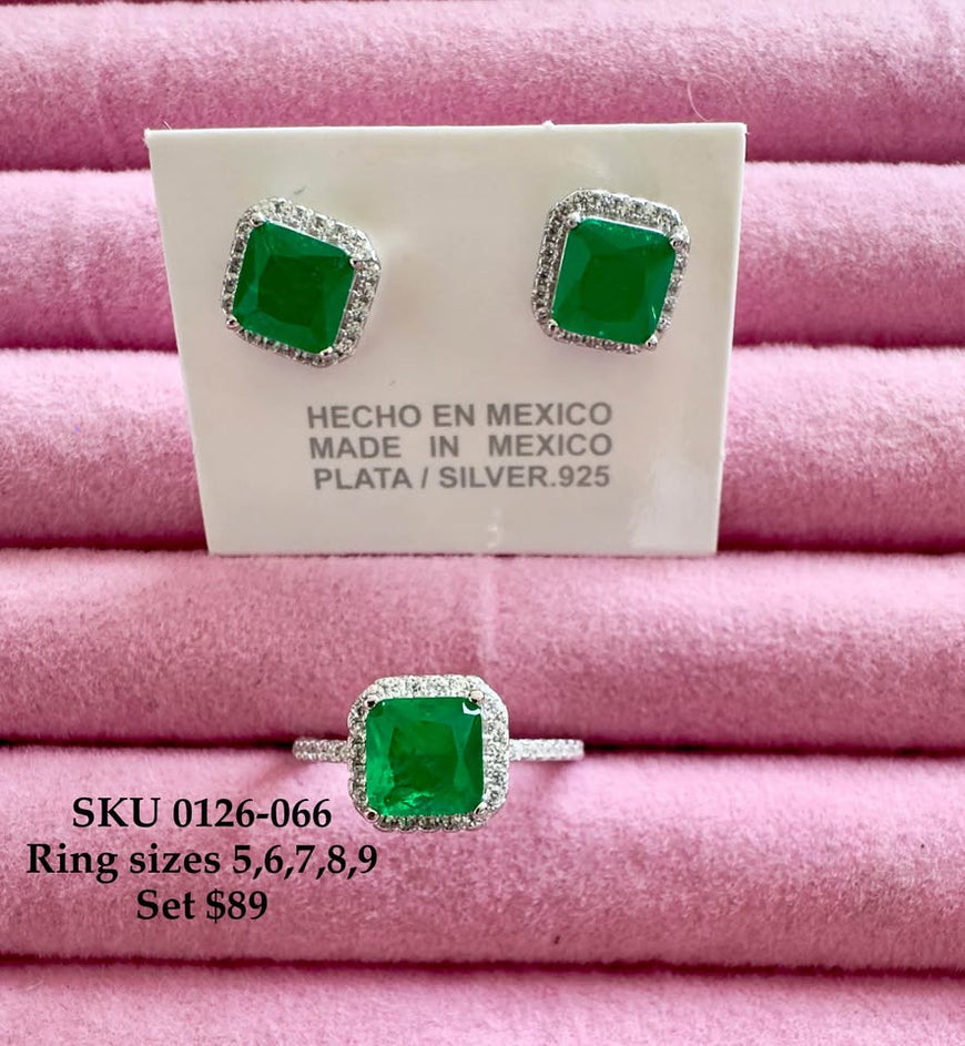 Set of Ring and Earrings in silver .925 with Paraiba