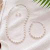 New .925 Silver Pearl Necklace Bracelet Earring Set