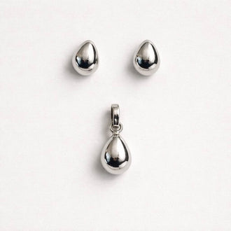 .925 Silver Teardrop Earrings and Pendant Set