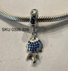 Silver .925 Silver Fish Charm with Blue Stones