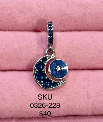 Blue Moon & Stars Charm