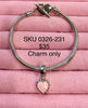Cute pink heart dangle charm made of silver .925