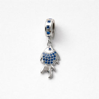 Silver .925 Silver Fish Charm with Blue Stones