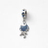 Silver .925 Silver Fish Charm with Blue Stones
