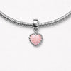 Cute pink heart dangle charm made of silver .925