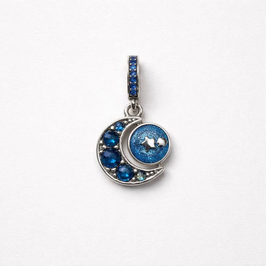 Blue Moon & Stars Charm