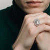 Silver Horse Head Horseshoe Ring