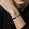 Black beaded bracelet with anchor charm Silver .925