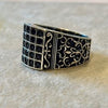 Sterling Silver Men's Ring Black Stones Ornate Design