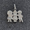 Silver Tone Three Children Oxidado Pendant Charm