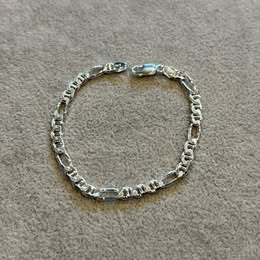 Sterling Silver Figaro Chain Bracelet Italy