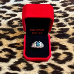 Silver Tone Ring Black Stone Silver .925.