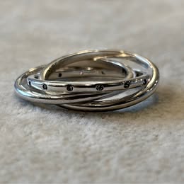 Silver Tone Multi-Band Ring with Small Stones