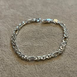 Sterling Silver Figaro Chain Bracelet Italy