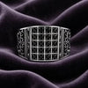 Sterling Silver Men's Ring Black Stones Ornate Design