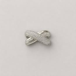 Anillo Trenzado con microcirconias con bano de rodio talla 6 y 9