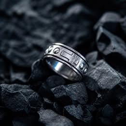 Silver Tone Patterned Ring with A cross in the middle. Silver .925.