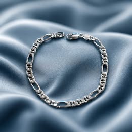 Sterling Silver Figaro Chain Bracelet Italy