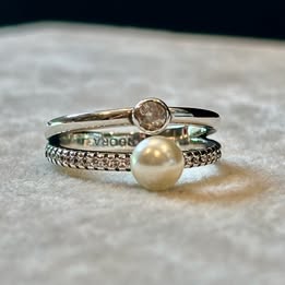 ANILLO PERLA Y CIRCONIA, ELIGEN TALLA 6, 7, 8, 9,