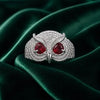 Silver Tone Owl Ring Red Eyes Silver .925