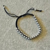 Black Cord Silver Bead Adjustable Bracelet