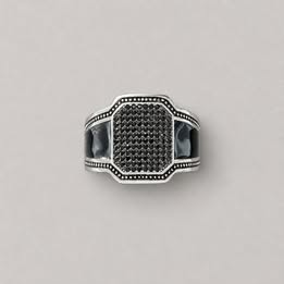 Anillo para caballero con circonia negra talla 10 y 11