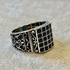 Sterling Silver Men's Ring Black Stones Ornate Design