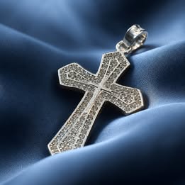 DIJE DE CRUZ CON CIRCONIAS, PLATA .925
