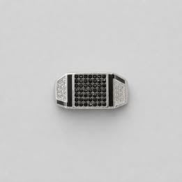 Anillo de caballero con piedras negras y blancas silver .925 en talla 11