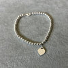 PULSERA DE BOLITAS CON DIJE CORAZON, PLATA .925