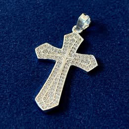 DIJE DE CRUZ CON CIRCONIAS, PLATA .925