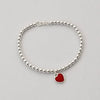 PULSERA DE BOLITAS CON DIJE CORAZON, PLATA .925