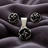 SET ARETE Y DIJE ROSA MINI, PLATA .925