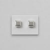 ARETES BROQUEL LISO DE CUBO, PLATA .925